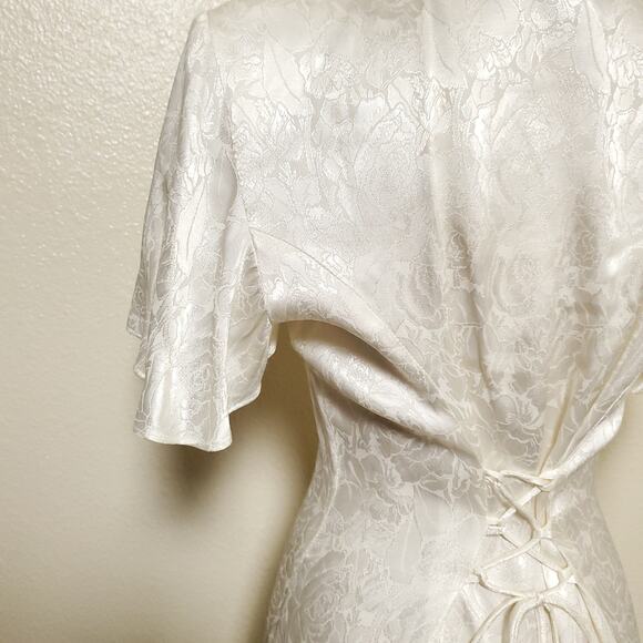Vintage JODY Ivory Bridal Cottage field Corset Embossed Dress - Picture 14 of 15